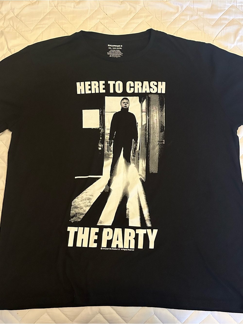 Halloween II Black Graphic T‑Shirt — Here to Crash the Party